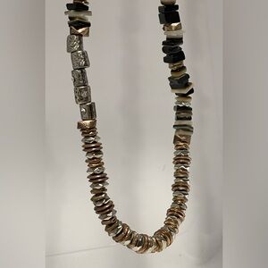 Chico’s Stone, Mixed Metal, and Silver Tone Chain Necklace